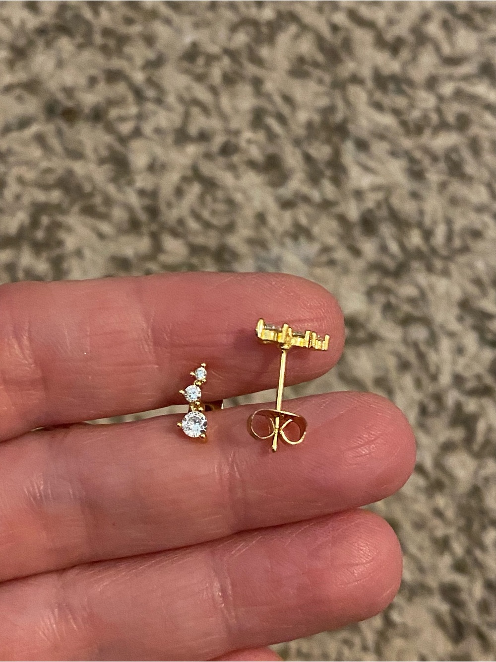 Gold CZ Drop Stud Earrings - Women Jewelry